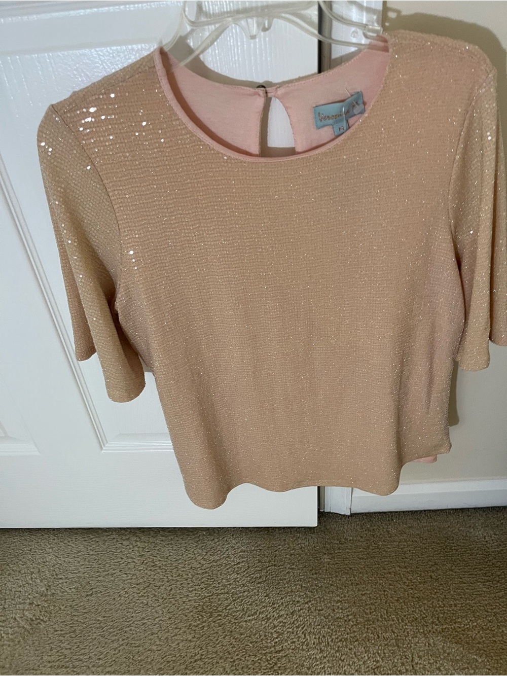 Veronica M Sequin Short-Sleeve Top - Blush